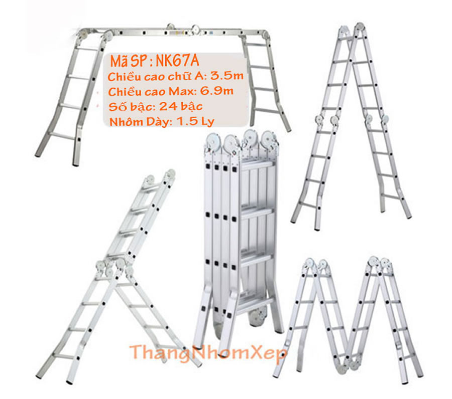 Thang Nh&ocirc;m inox r&uacute;t đơn chữ A H&agrave; Tĩnh Nghệ An